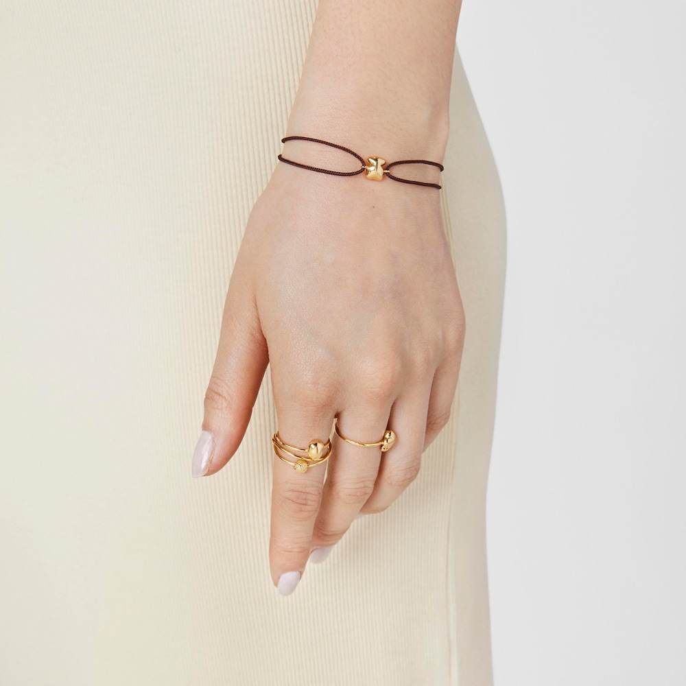 18K Solid Gold and brown cord Bear bracelet TOUS Balloon