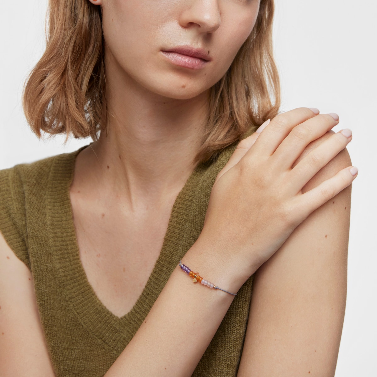 Pulsera de cordón, motivo corazón de oro y calcedonia TOUS Balloon