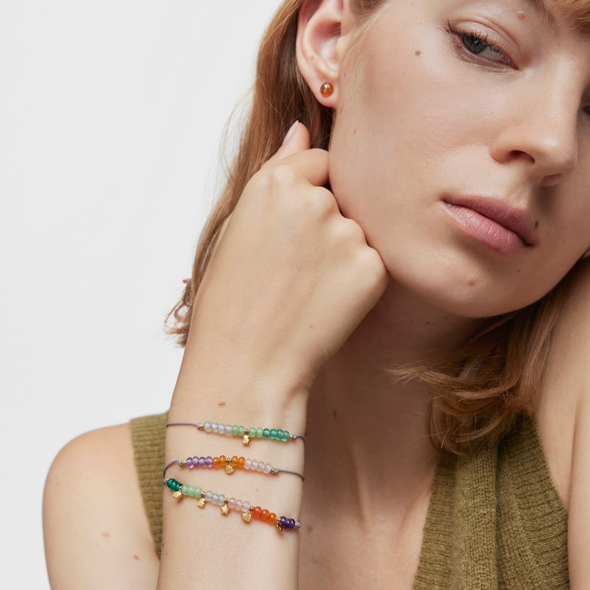 Pulsera de cordón, motivo corazón de oro y calcedonia TOUS Balloon