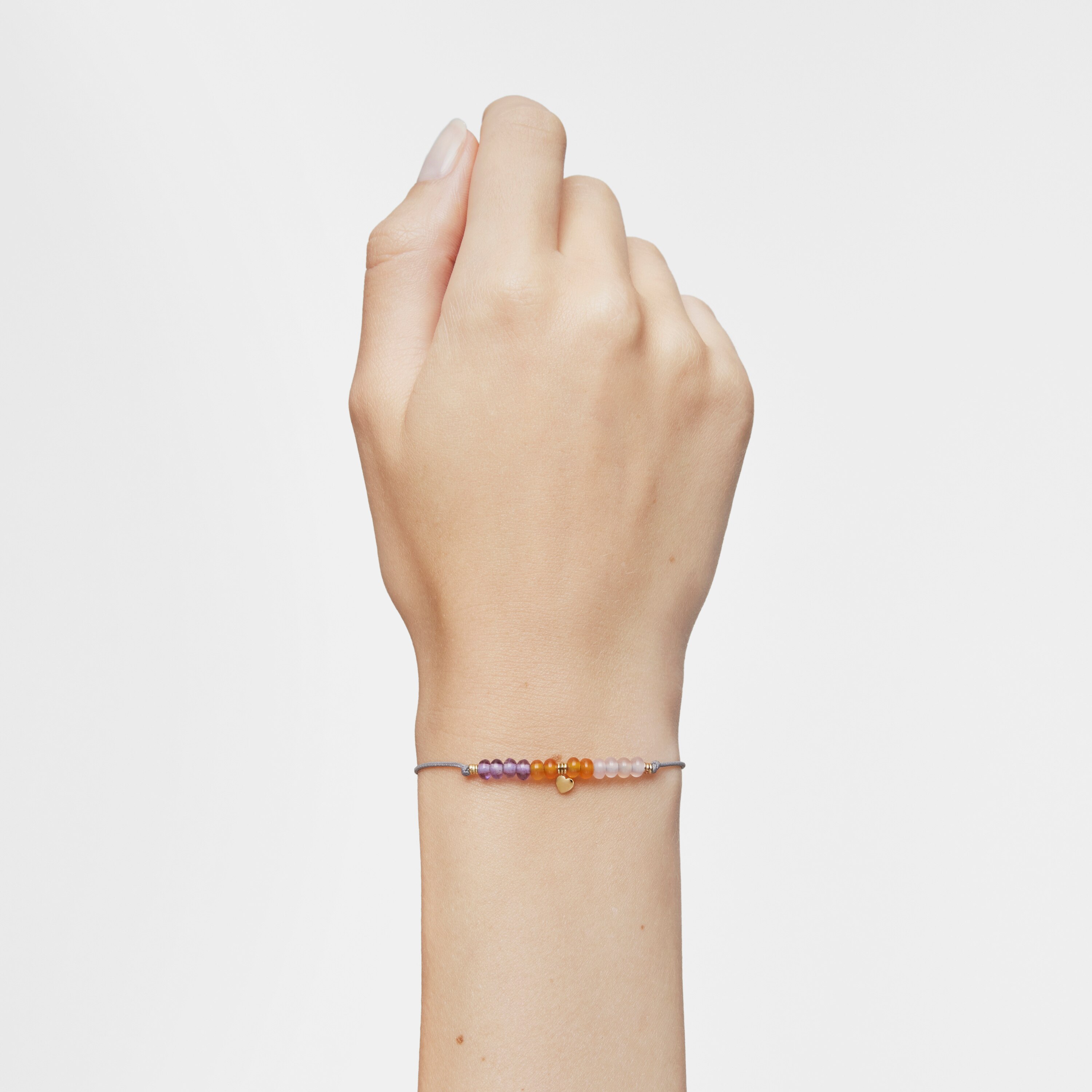 Cord Bracelet with gold heart and chalcedony motif TOUS