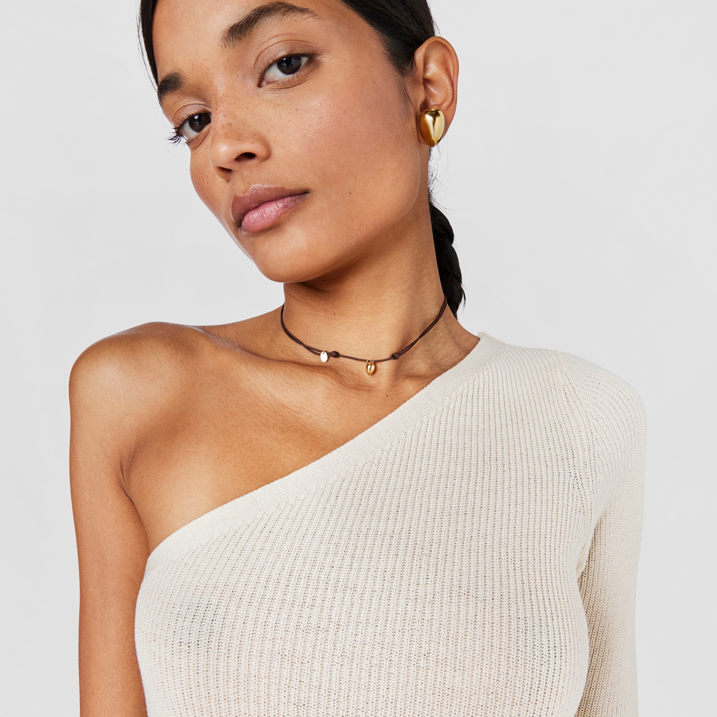 18K Solid Gold and brown cord Teardrop necklace TOUS Balloon