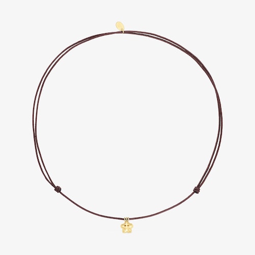Collar flor de oro y cord&oacute;n marr&oacute;n TOUS Balloon