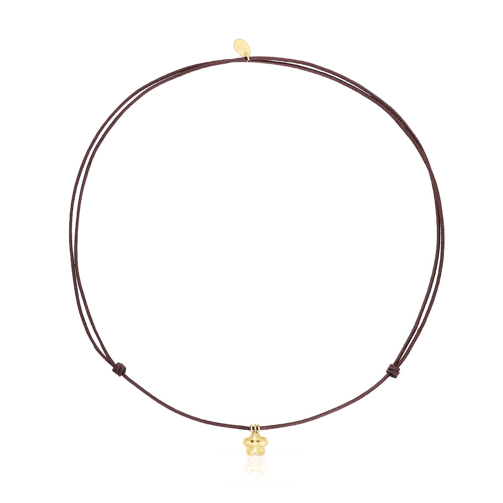 Gold and brown cord Flower necklace TOUS Balloon image number 0