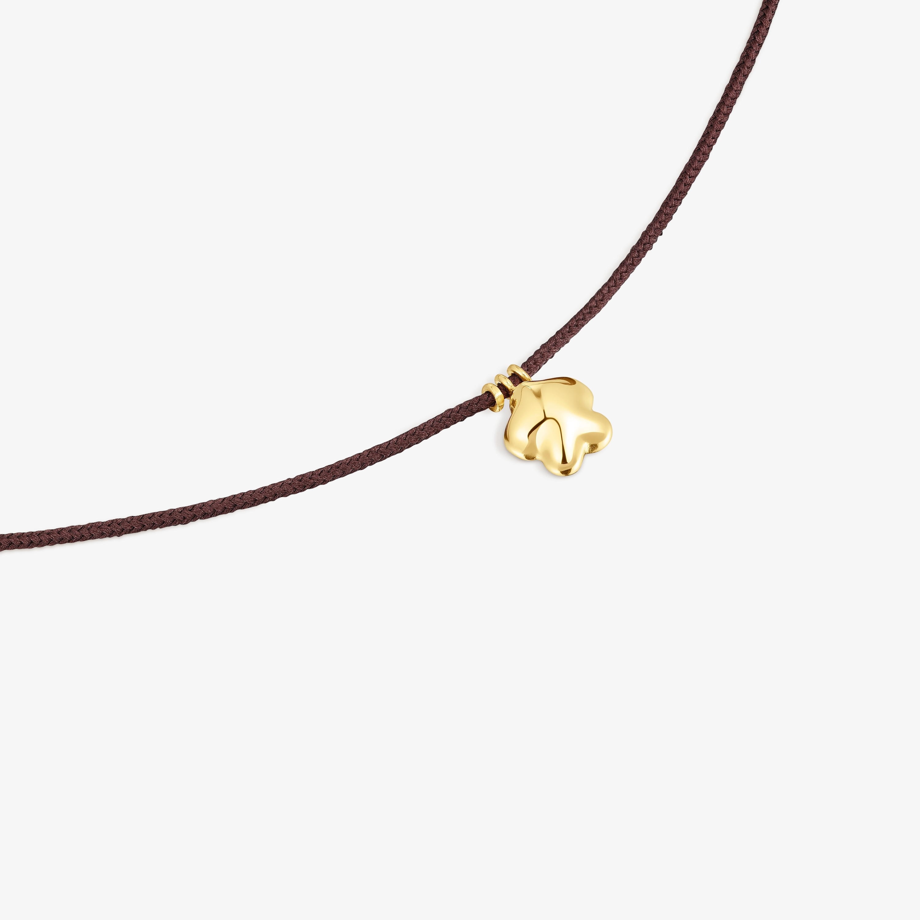 18K Solid Gold and brown cord Flower necklace TOUS Balloon