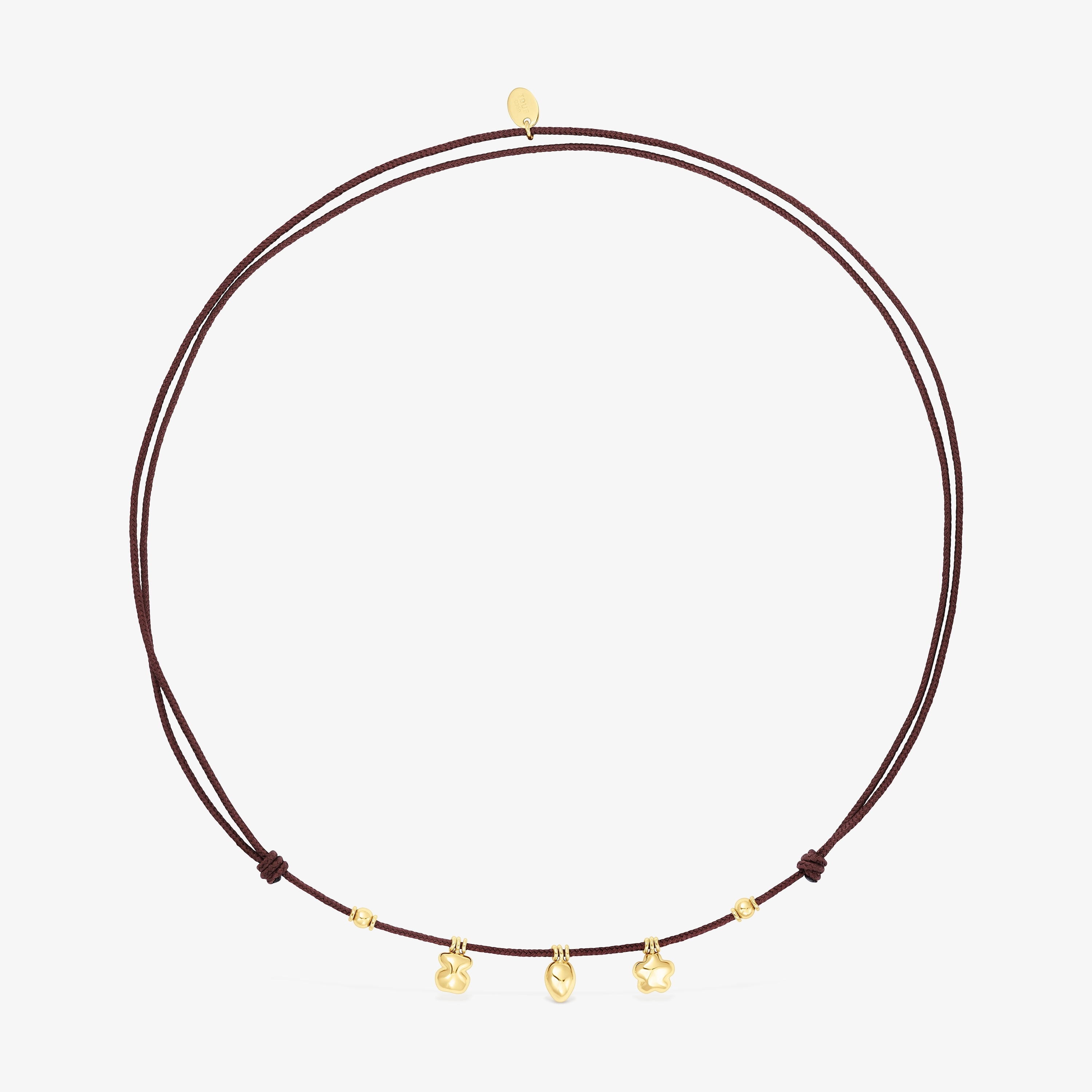 18K Solid Gold and brown cord Motif necklace TOUS Balloon