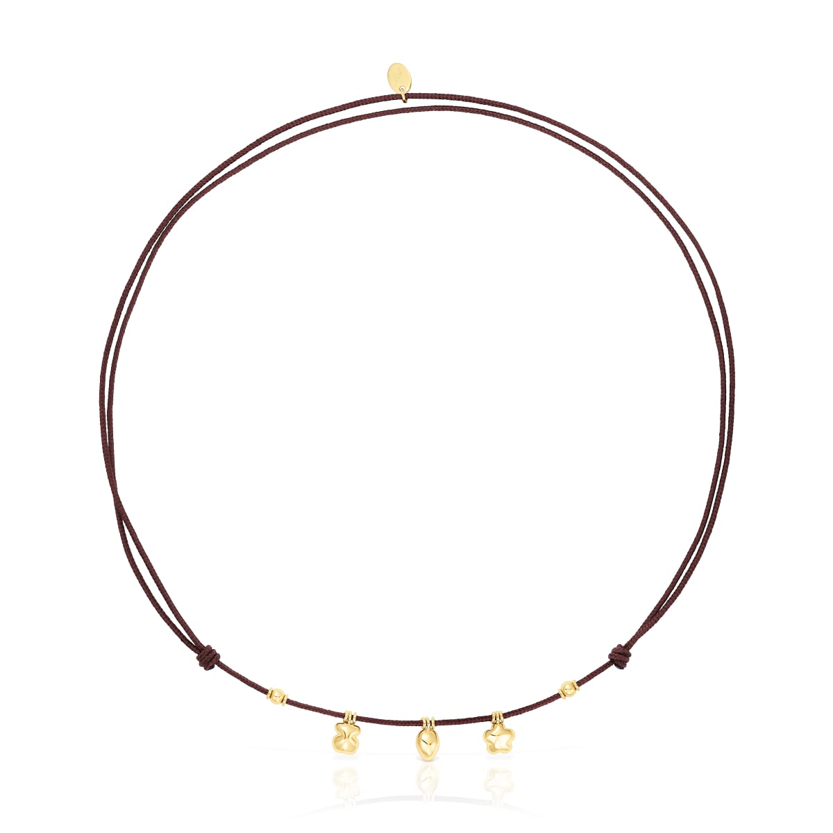 Collar motivos de oro y cordón marrón TOUS Balloon