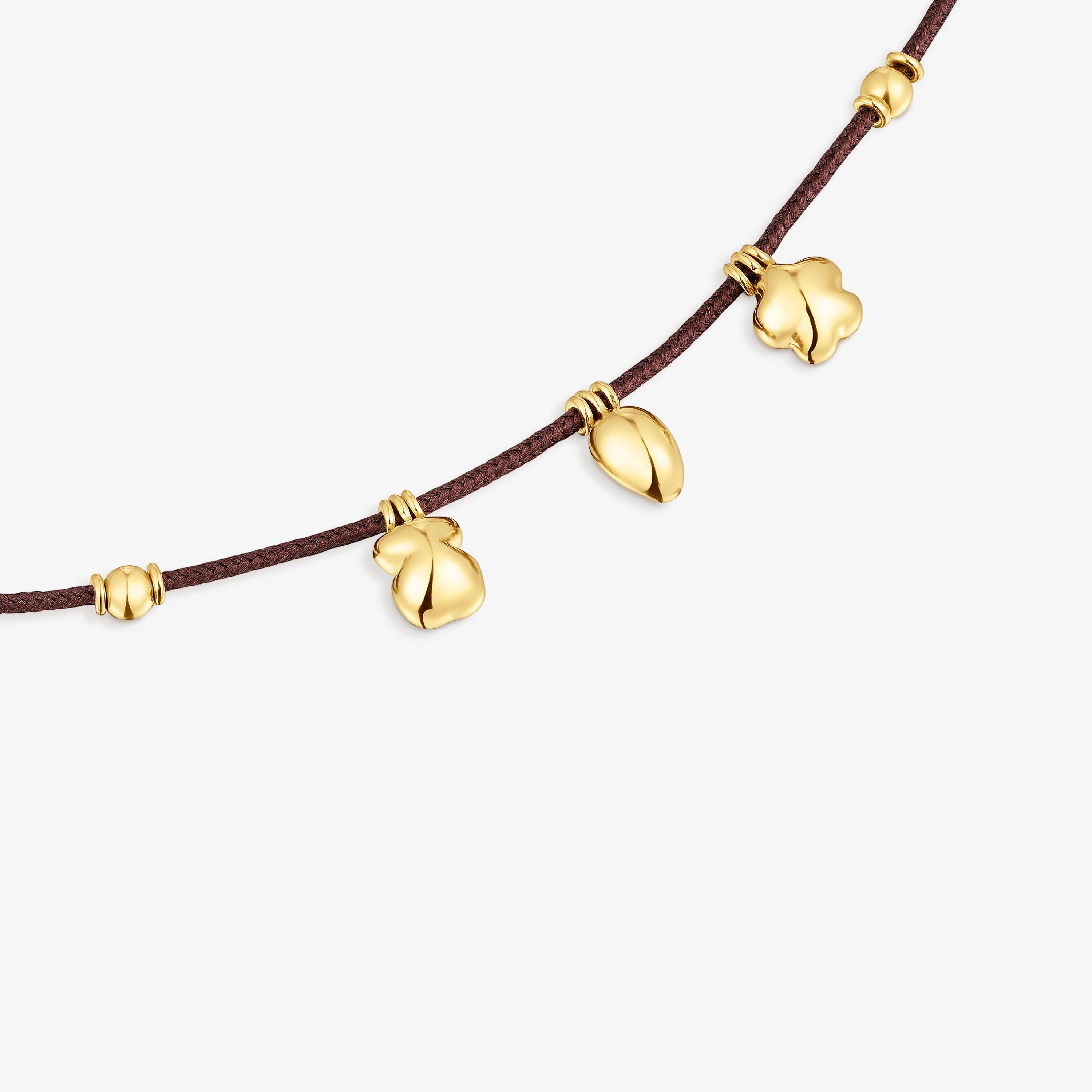 18K Solid Gold and brown cord Motif necklace TOUS Balloon