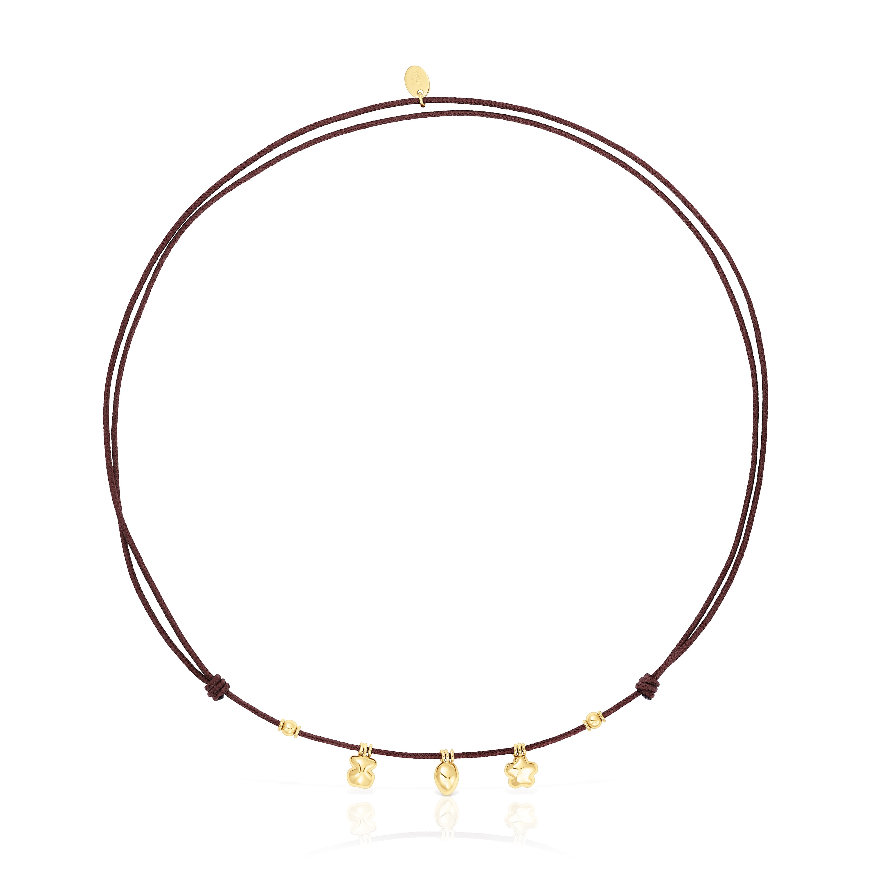 18K Solid Gold and brown cord Motif necklace TOUS Balloon