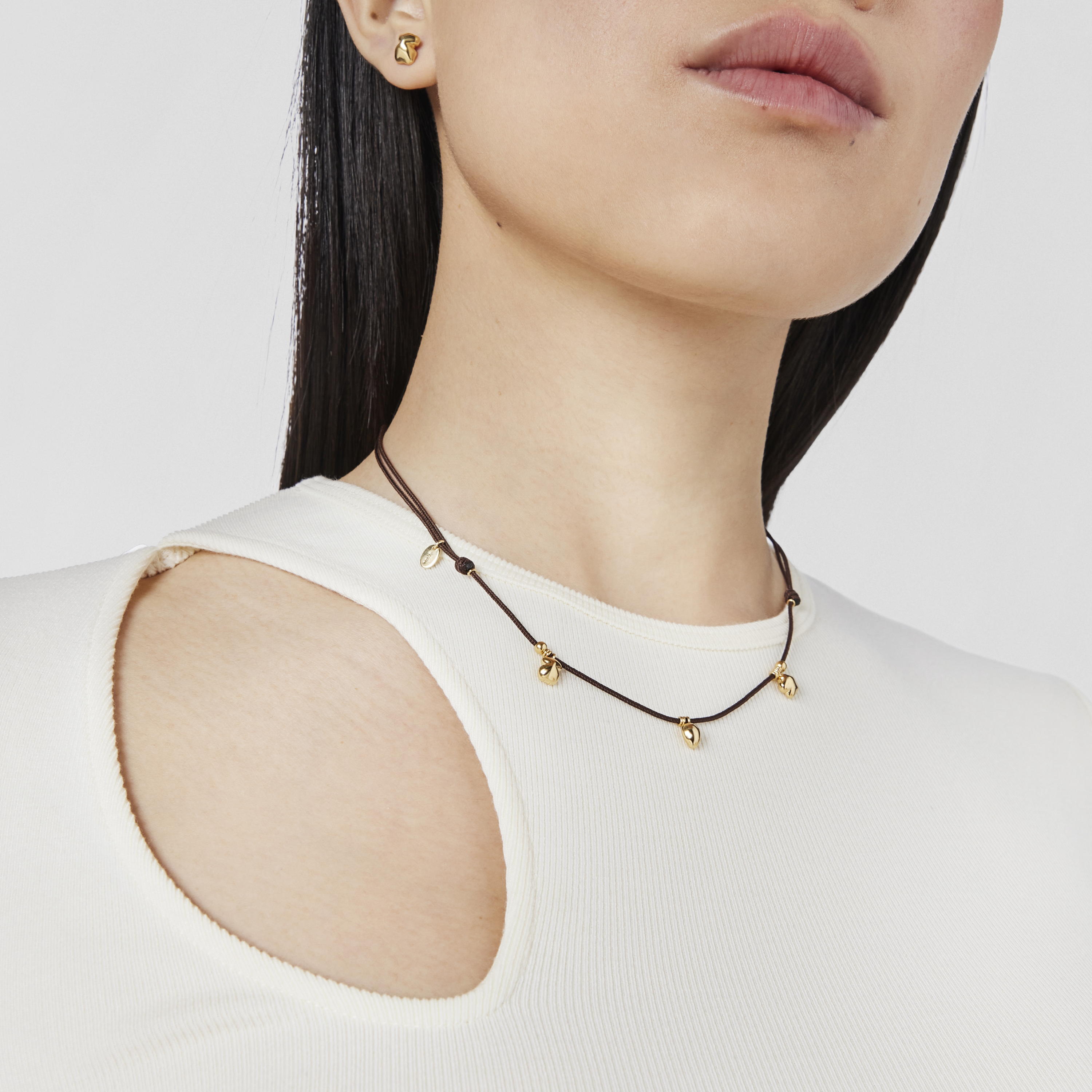 18K Solid Gold and brown cord Motif necklace TOUS Balloon