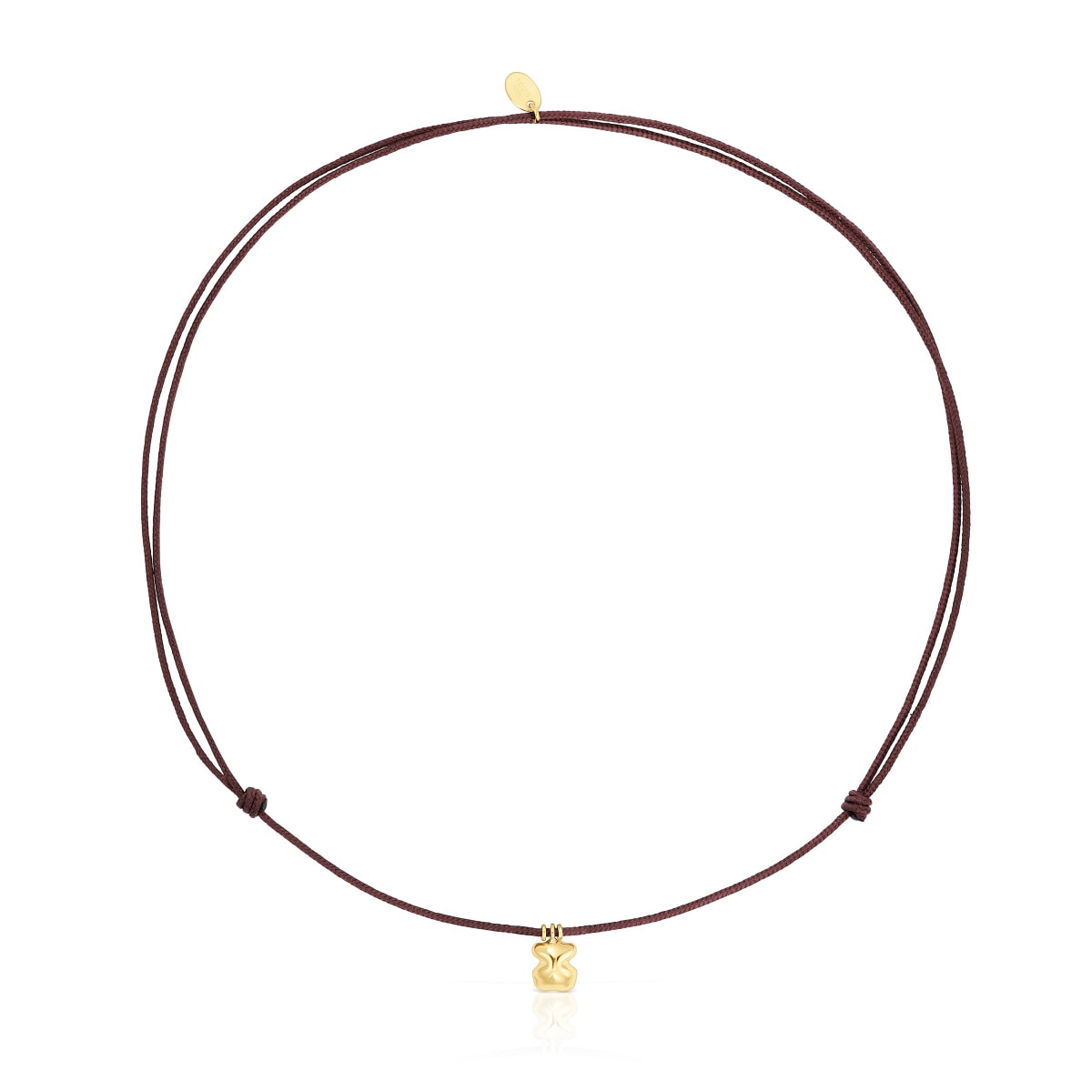 Collar oso de oro y cordón marrón TOUS Balloon