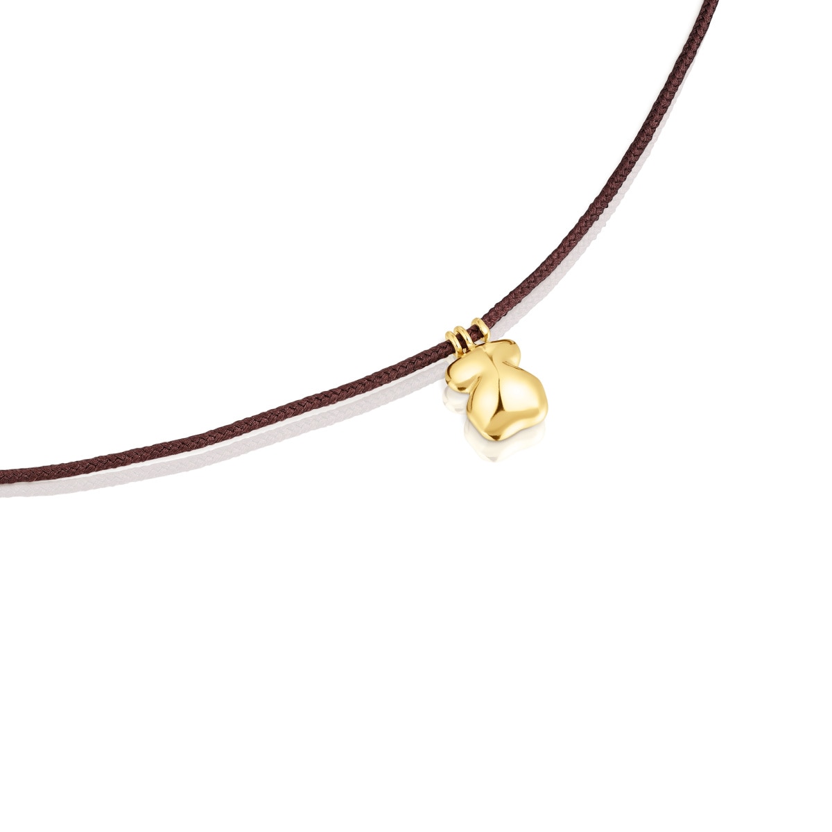 Collar oso de oro y cordón marrón TOUS Balloon