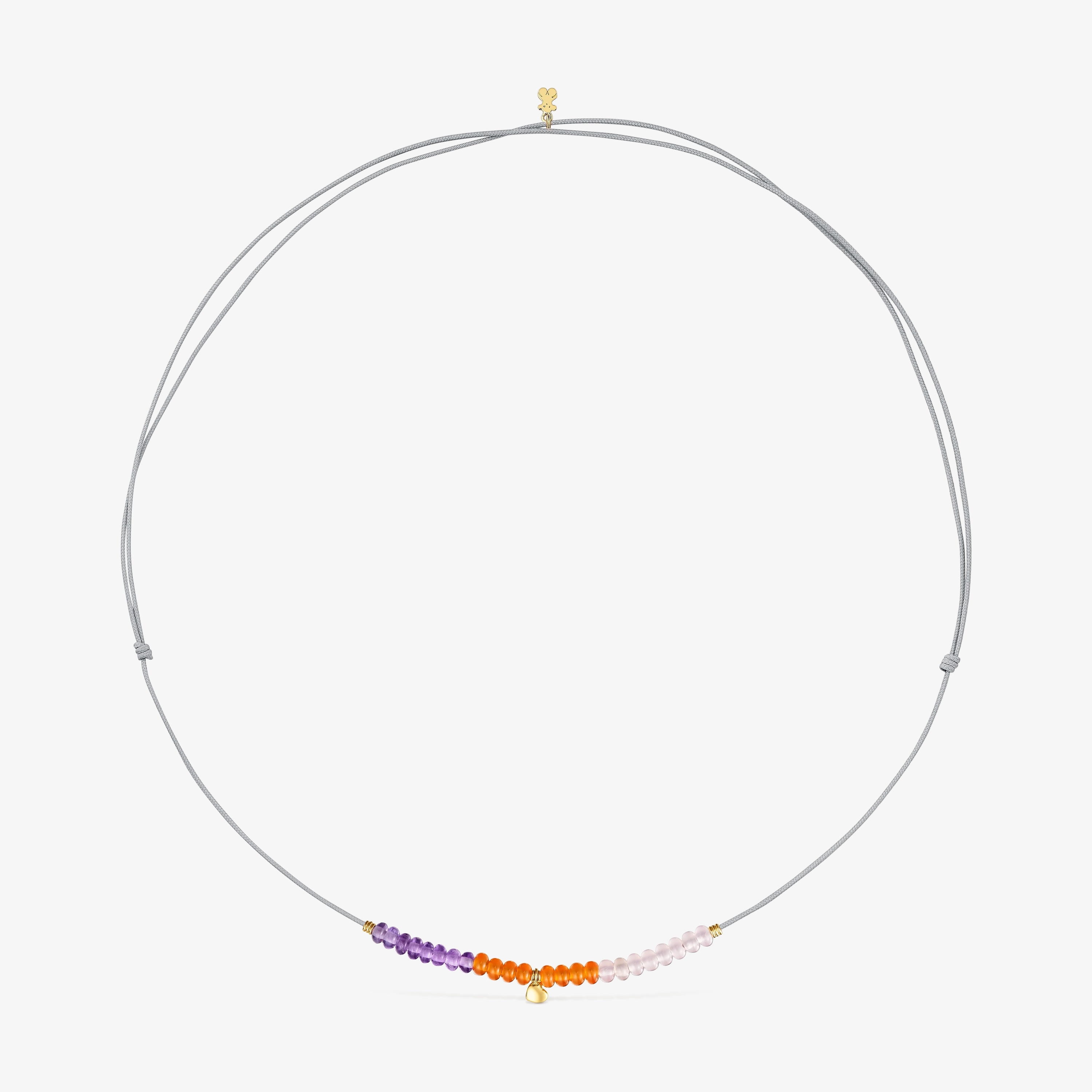 Short cord Necklace with 18K solid gold heart and chalcedony motif TOUS Balloon