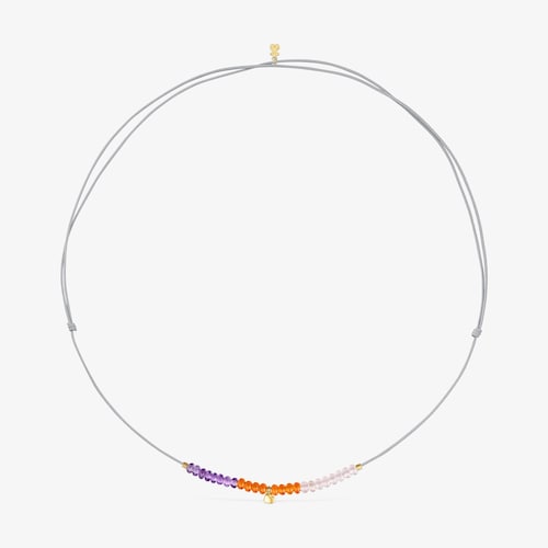 Kurze Kordelhalskette TOUS Balloon mit Goldherz und Chalcedon-Motiv