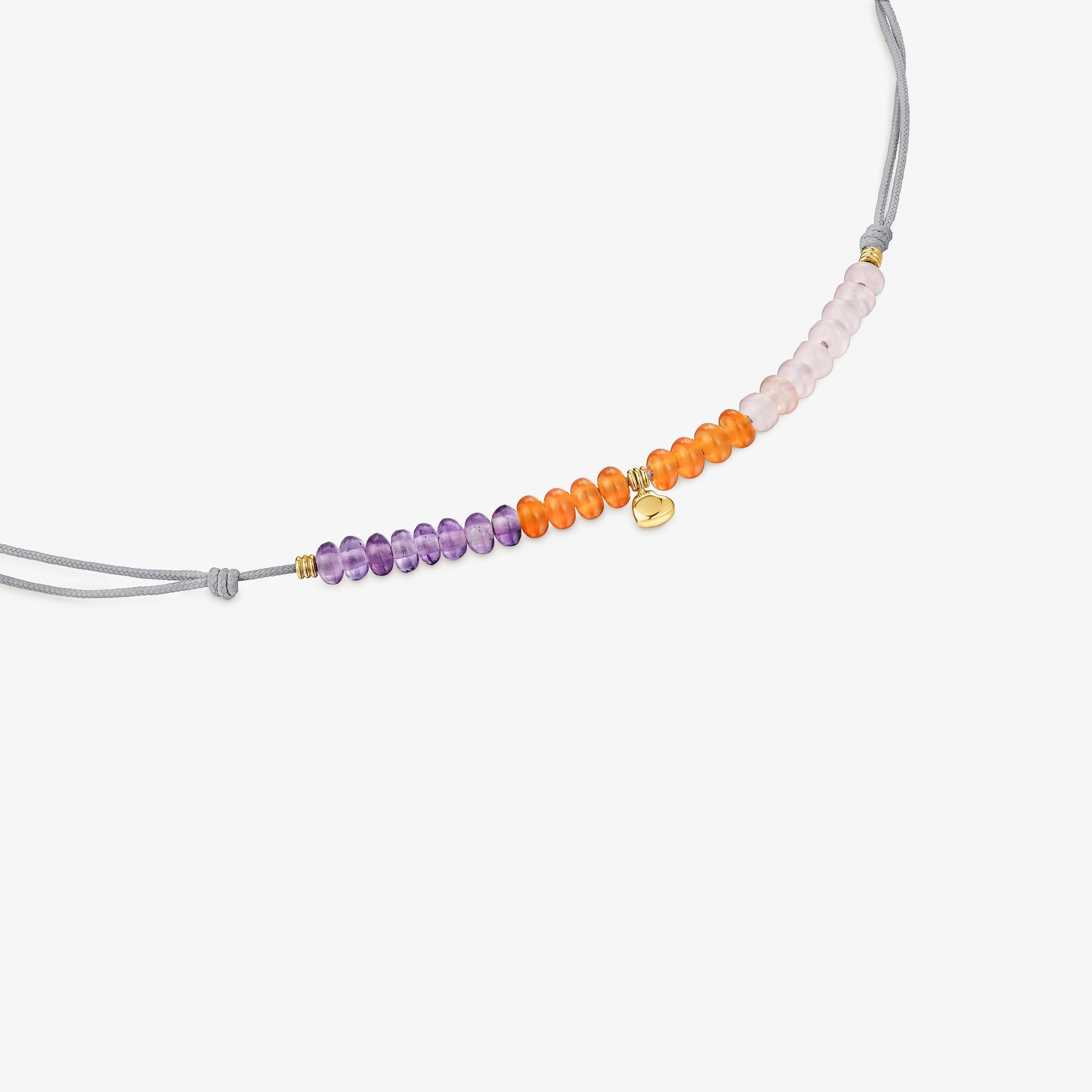 Short cord Necklace with 18K solid gold heart and chalcedony motif TOUS Balloon