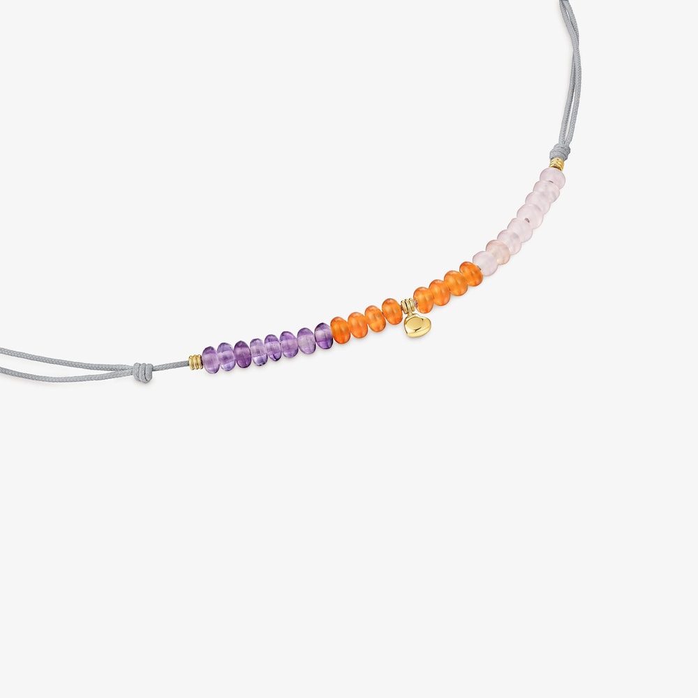 Kr&aacute;tk&yacute; N&aacute;hrdeln&iacute;k se &scaron;ňůrkou s&nbsp;motivem v&nbsp;podobě zlat&eacute;ho srdce a&nbsp;chalcedonu TOUS Balloon