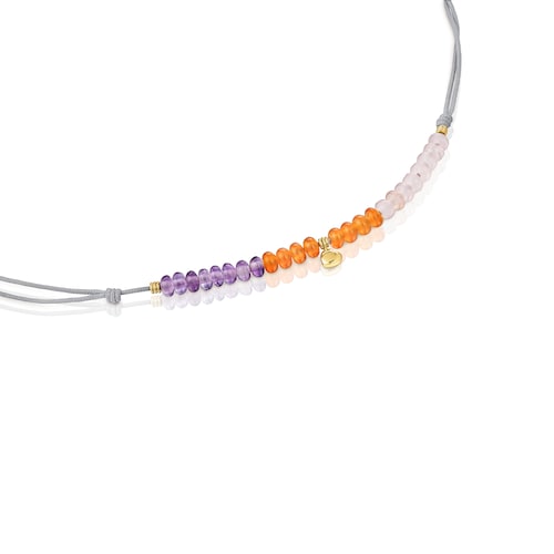 Short cord Necklace with gold heart and chalcedony motif TOUS Balloon