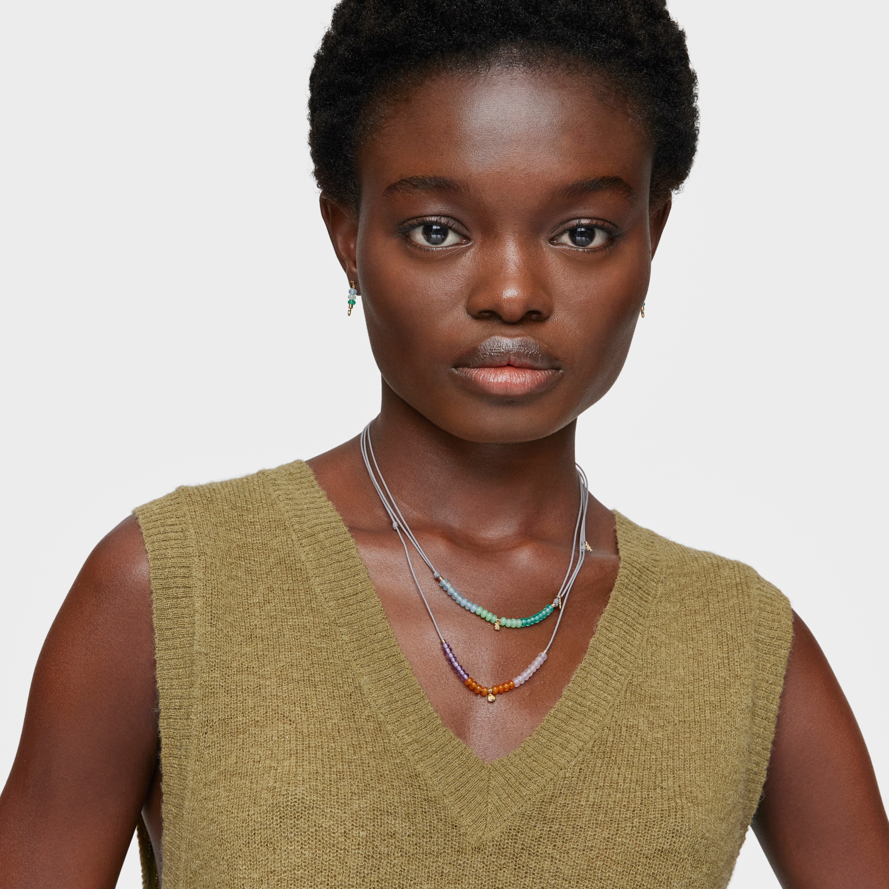 Short cord Necklace with 18K solid gold heart and chalcedony motif TOUS Balloon