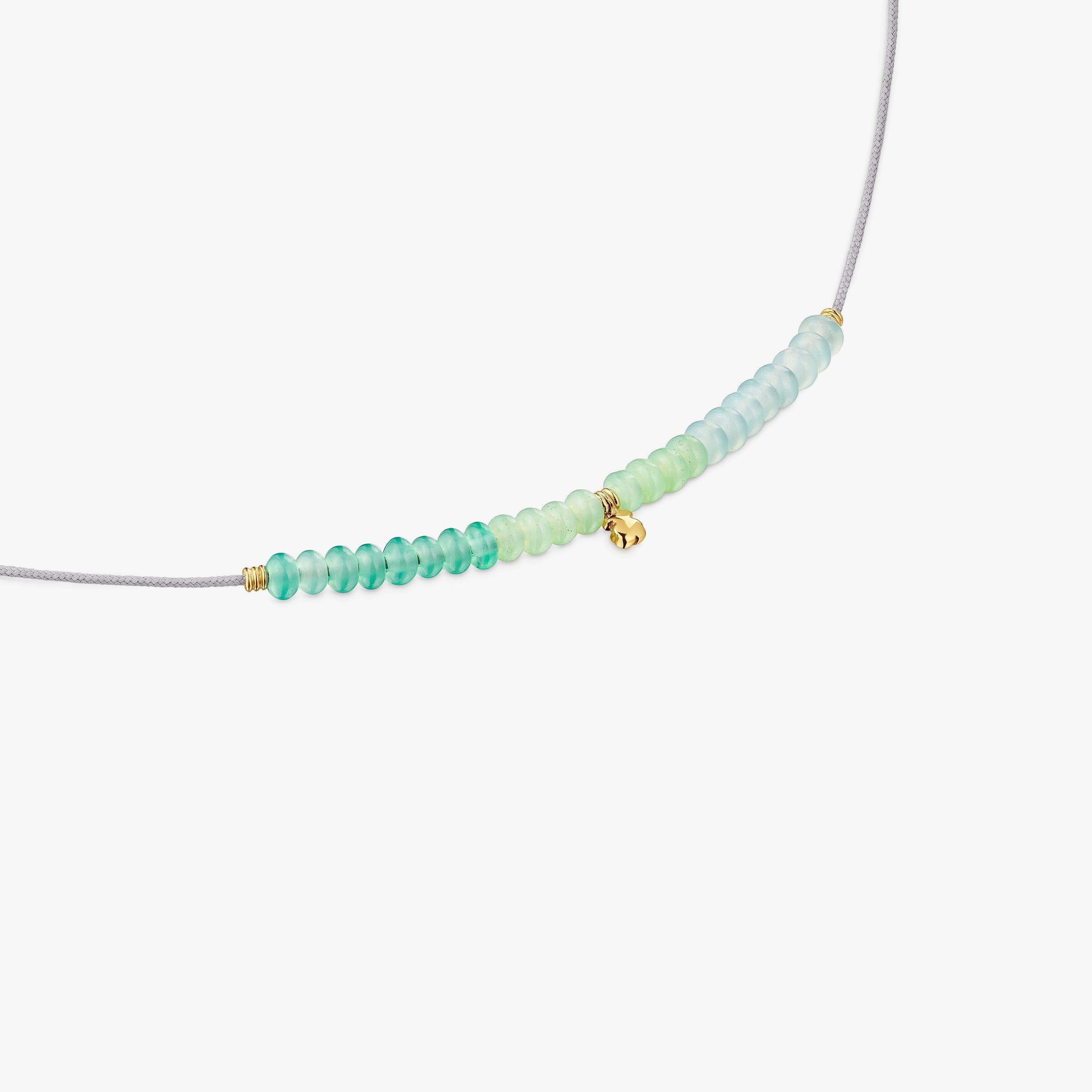 Short cord Necklace with 18K solid gold bear and chalcedony motif TOUS Balloon