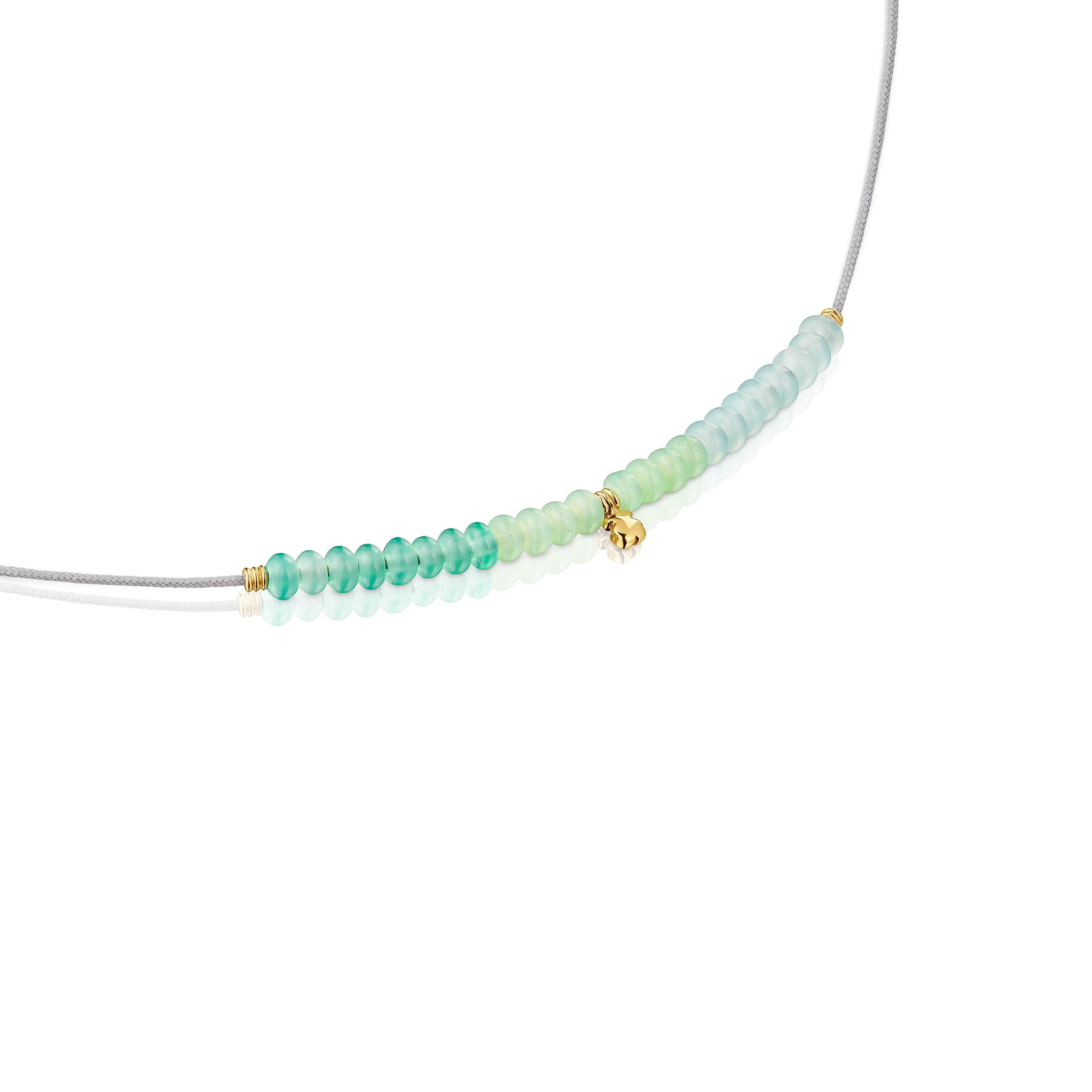 Short cord Necklace with gold bear and chalcedony motif TOUS Balloon