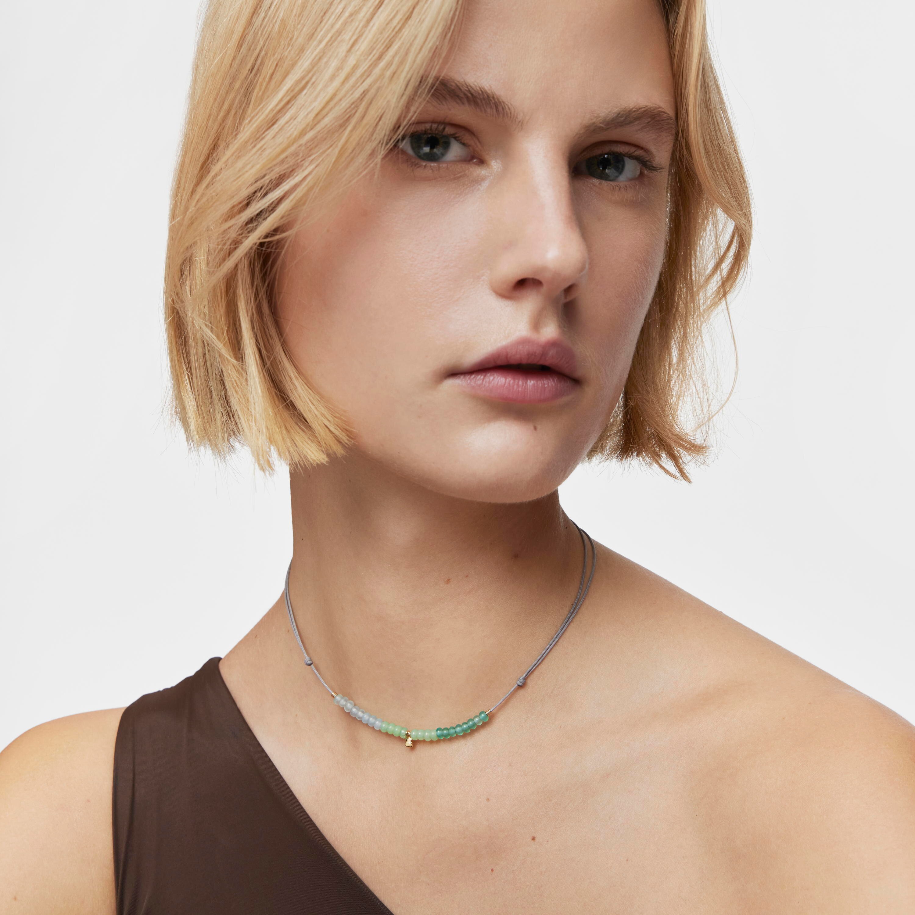 Short cord Necklace with gold bear and chalcedony motif TOUS Balloon