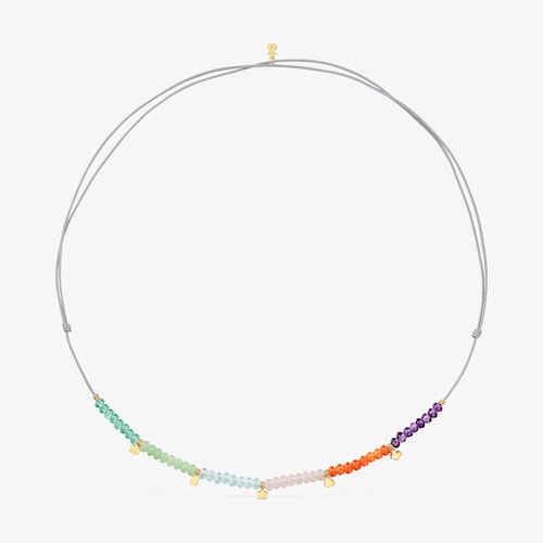 Colar curto de cord&atilde;o, motivos em ouro e calced&oacute;nia TOUS Balloon