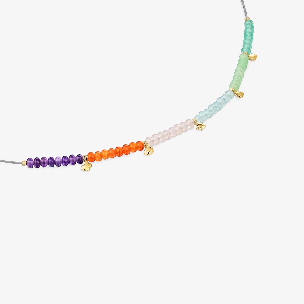 Collar corto de cord&oacute;n, motivos de oro y calcedonia TOUS Balloon