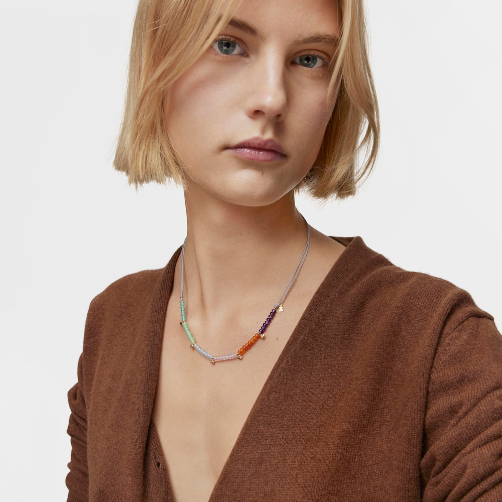 Collar corto de cord&oacute;n, motivos de oro y calcedonia TOUS Balloon