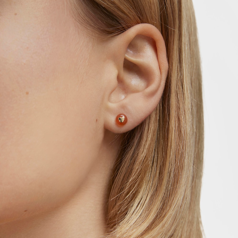 18K Solid Gold and chalcedony heart Single earring TOUS Balloon