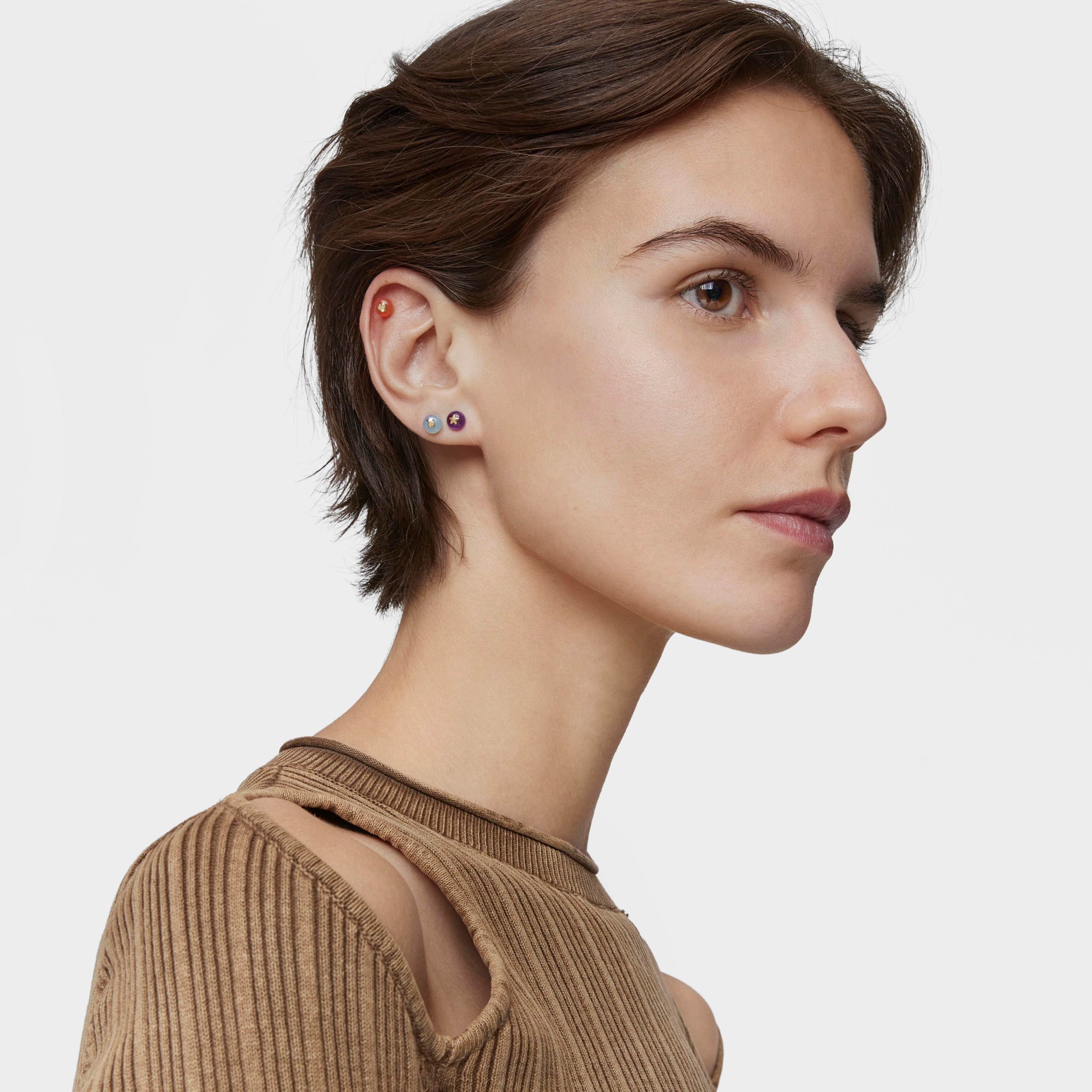 Gold and chalcedony star Single earring TOUS Balloon