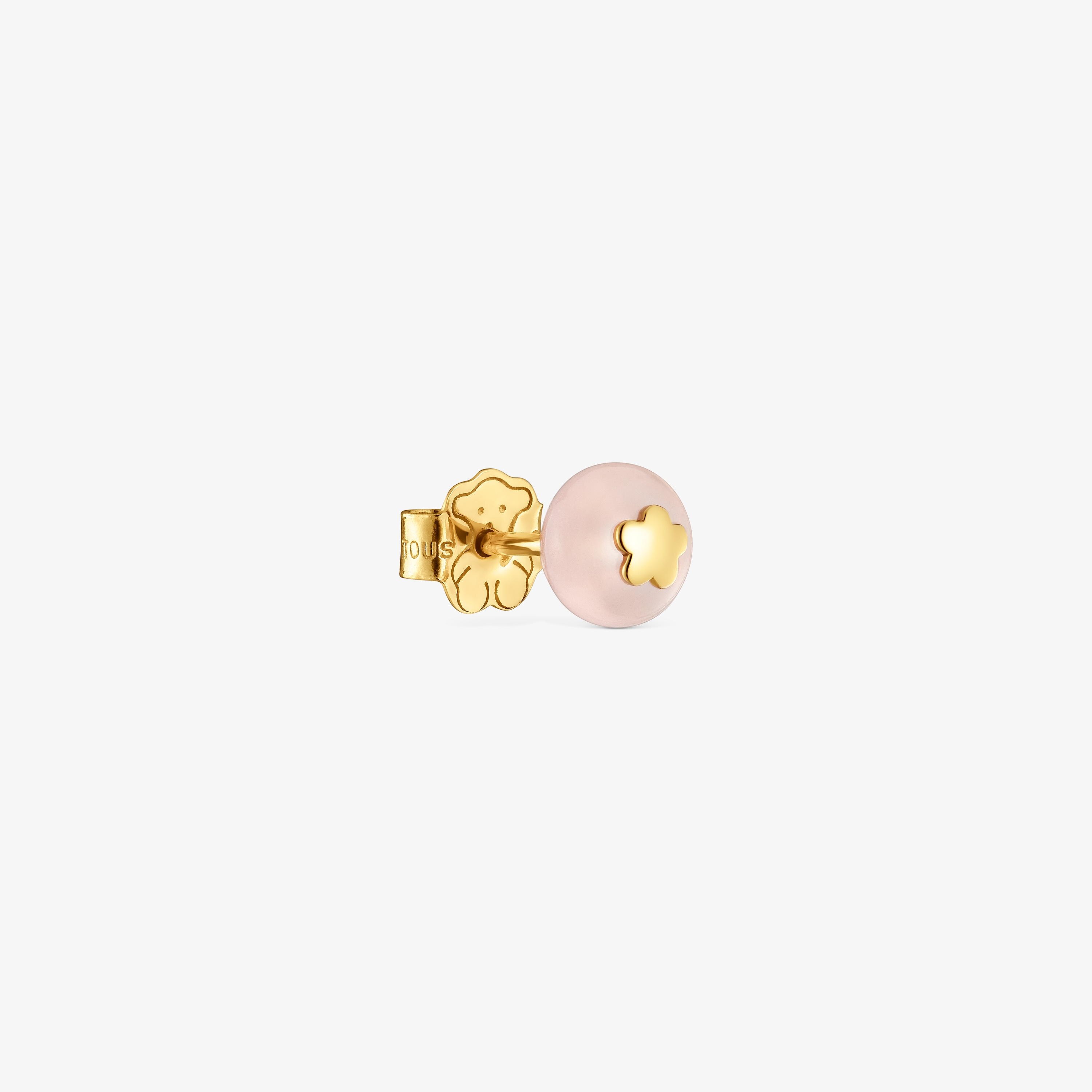 18K Solid Gold and chalcedony flower Single earring TOUS Balloon