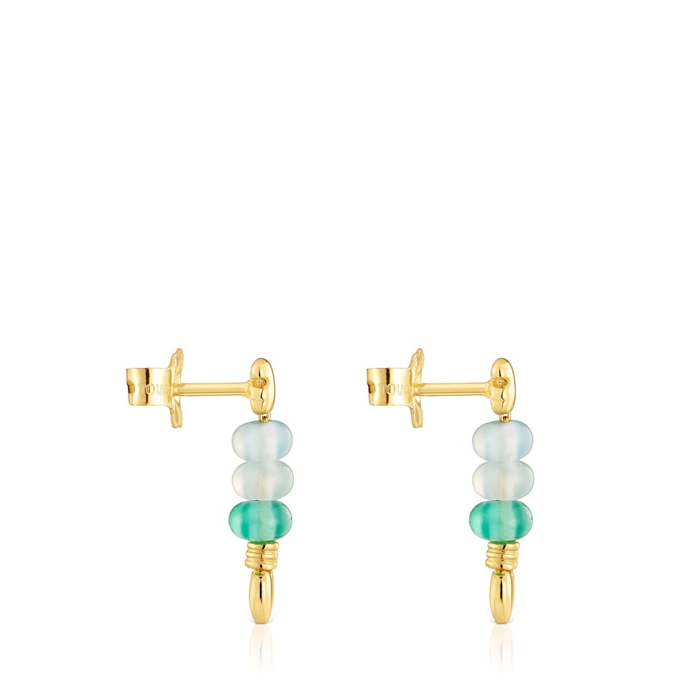 Short gold and chalcedony motifs Earrings TOUS Balloon image number 1