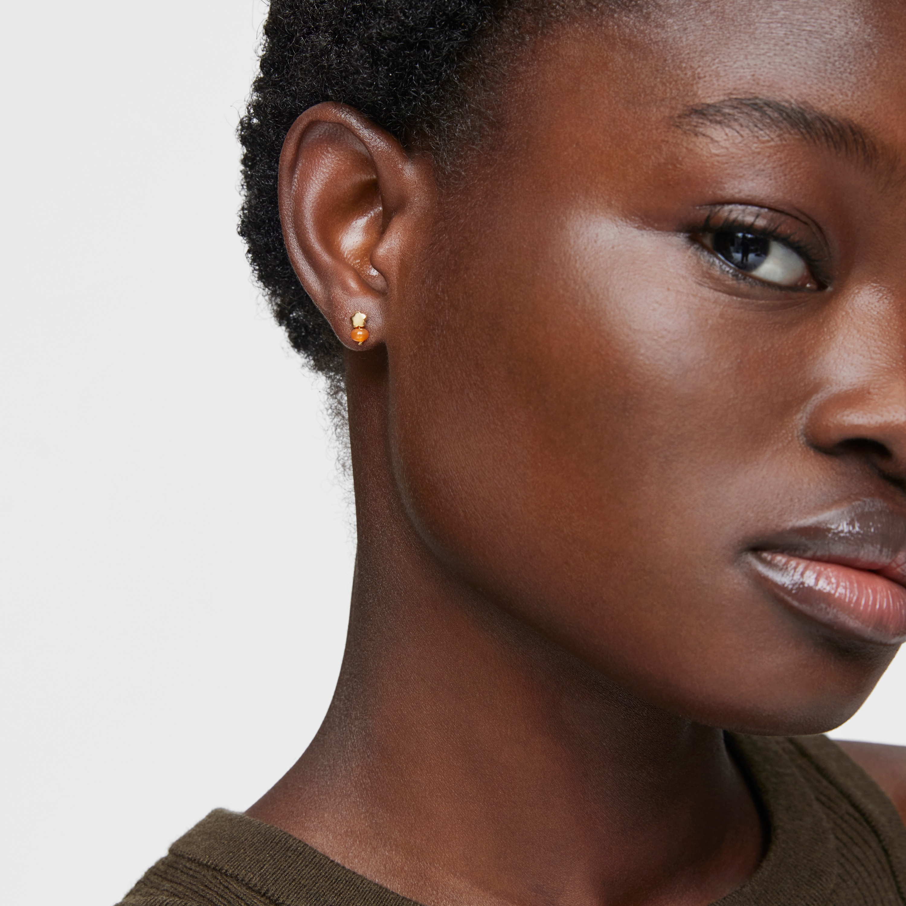 18K Solid Gold and chalcedony flower Single earring TOUS Balloon