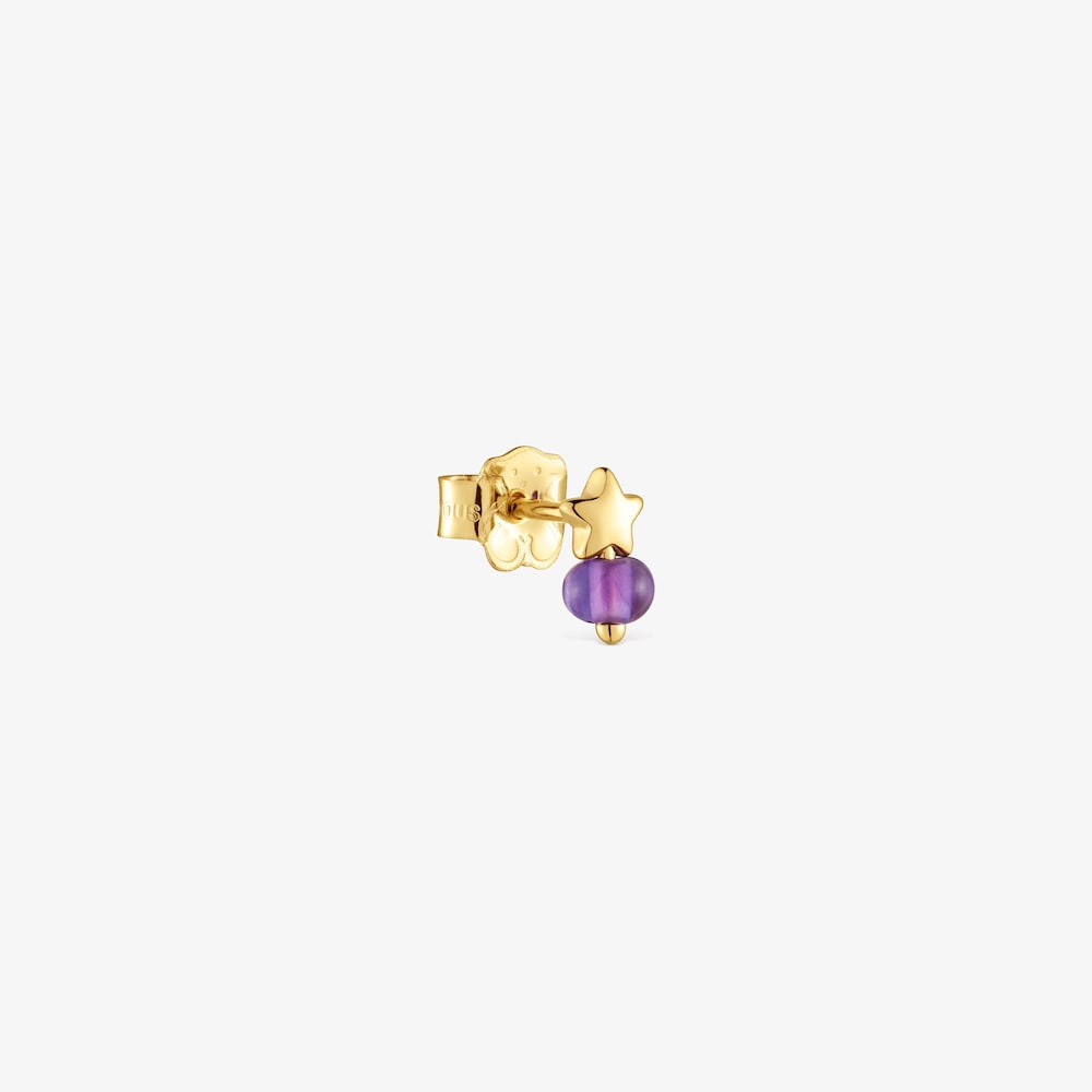 18K Solid Gold and amethyst star single earring TOUS Balloon