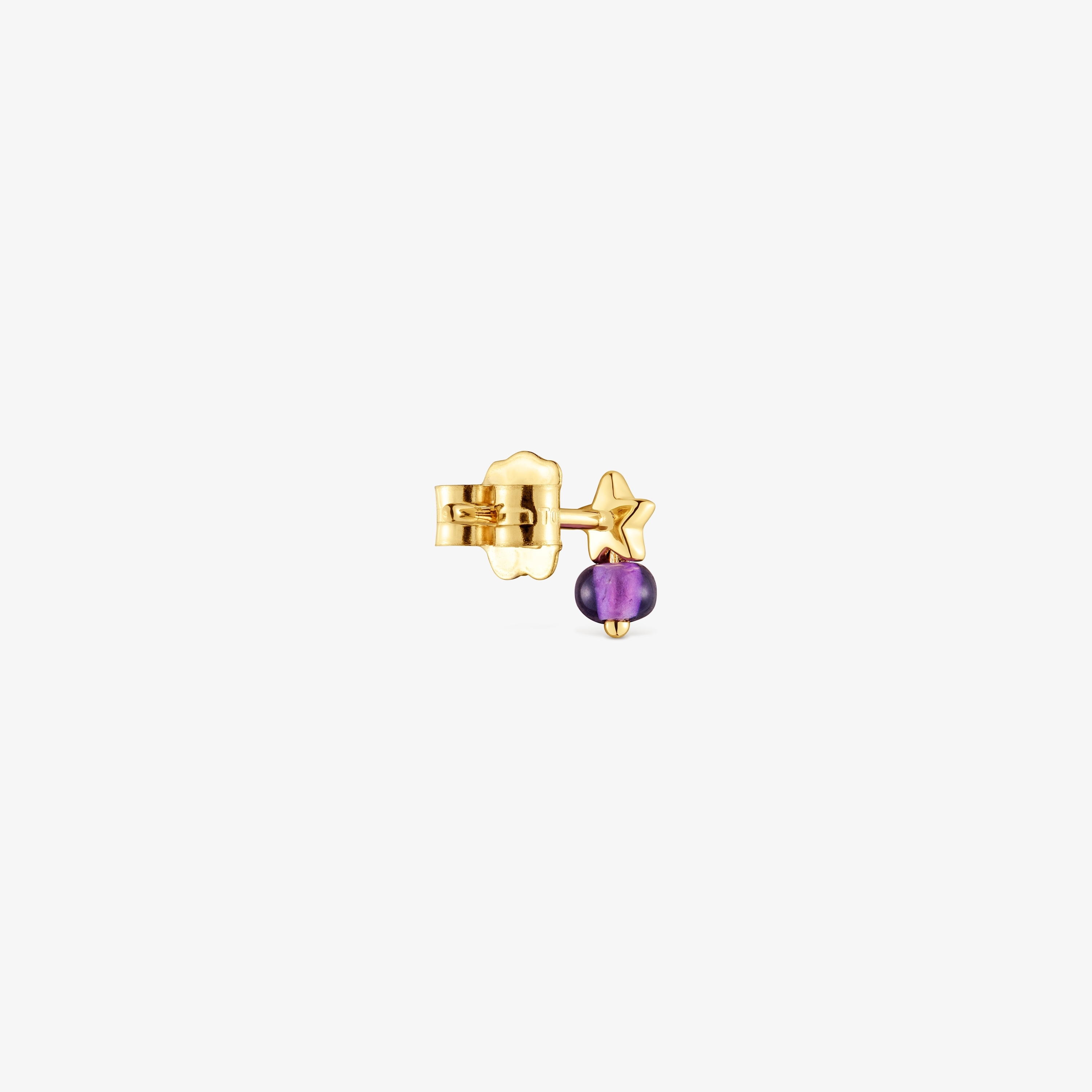18K Solid Gold and amethyst star single earring TOUS Balloon