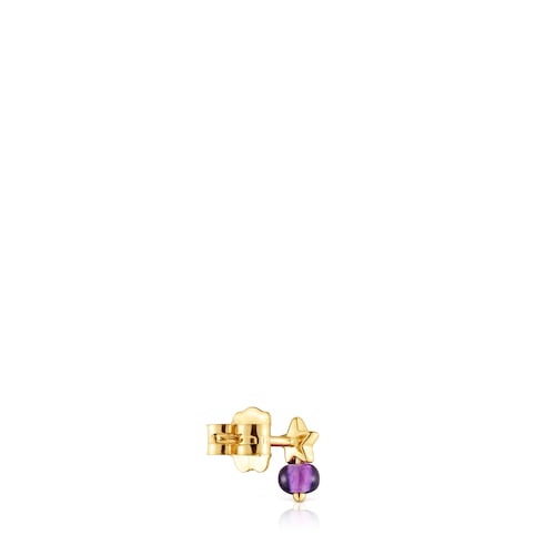 Gold and amethyst star single earring TOUS Balloon