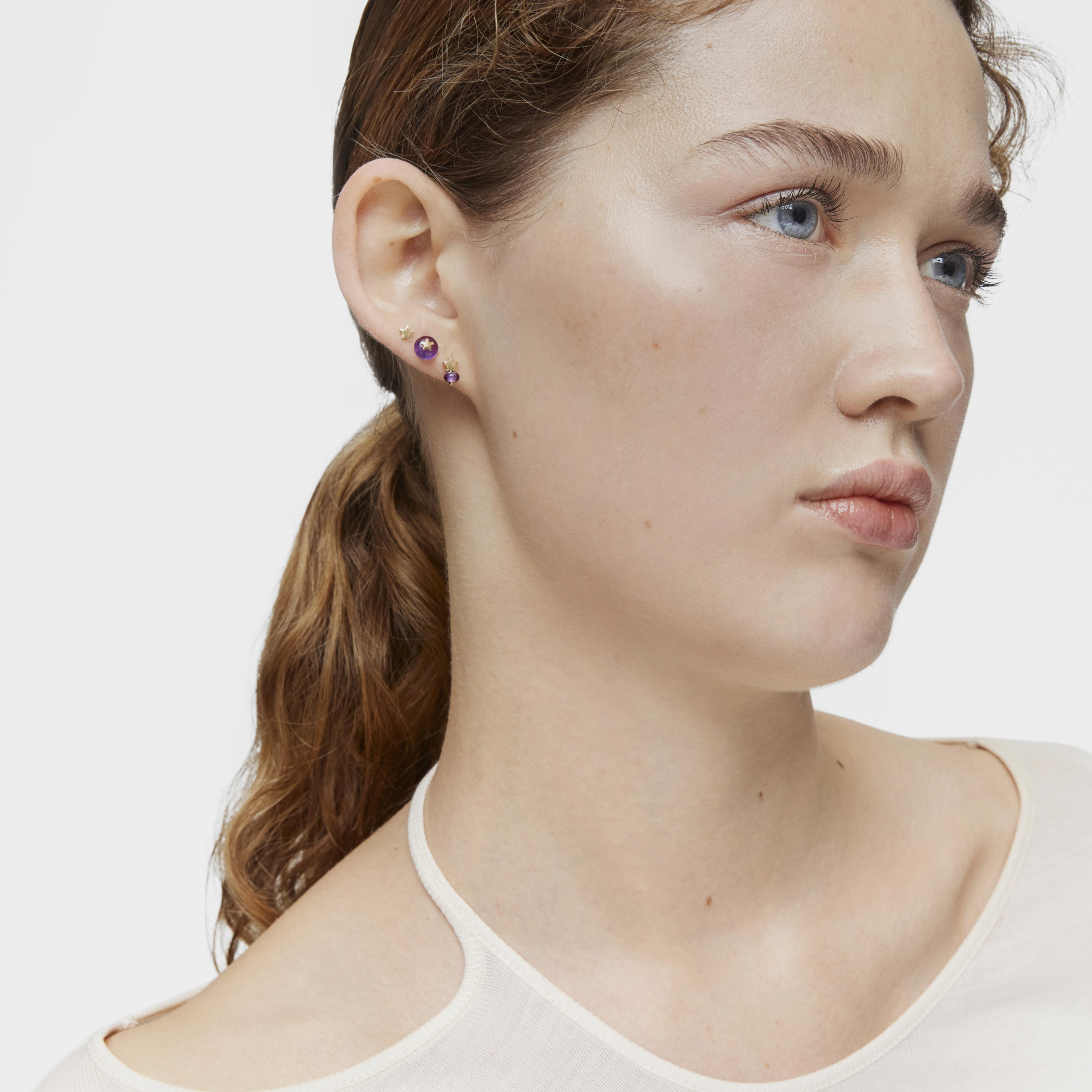 18K Solid Gold and amethyst star single earring TOUS Balloon