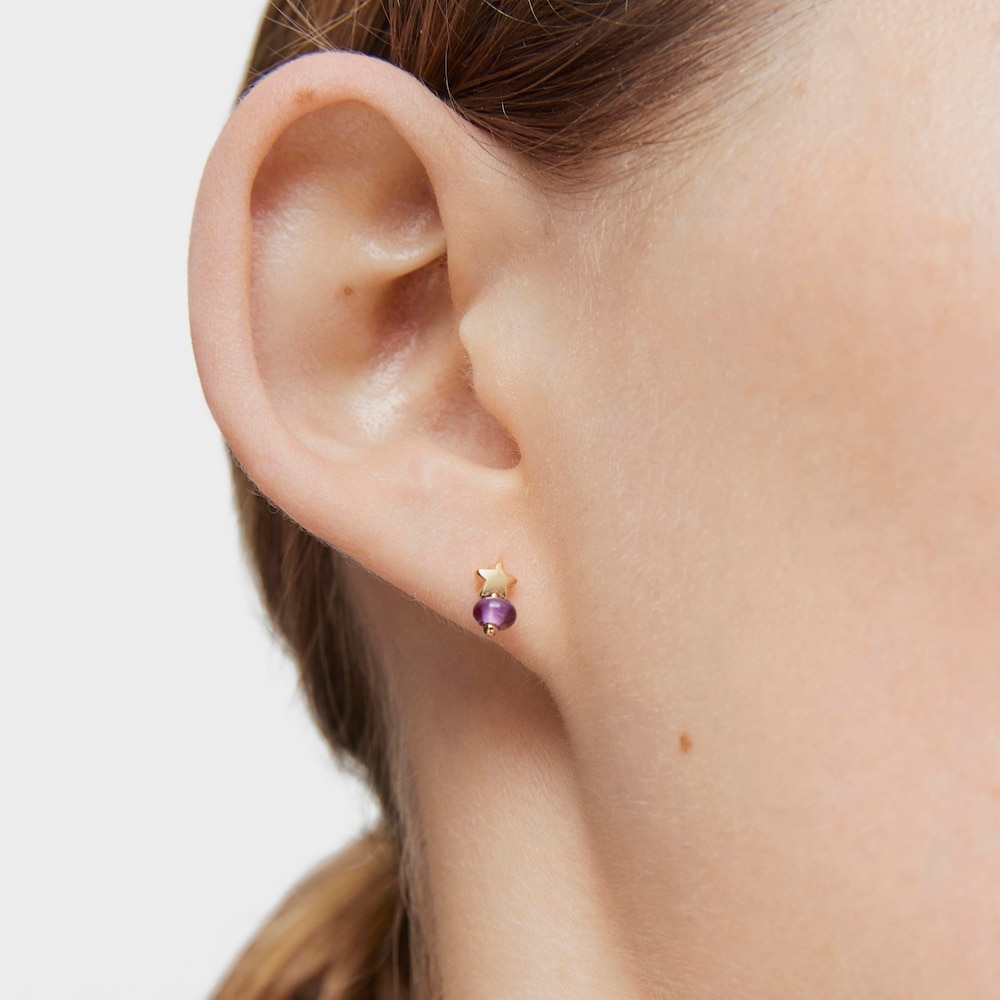 18K Solid Gold and amethyst star single earring TOUS Balloon