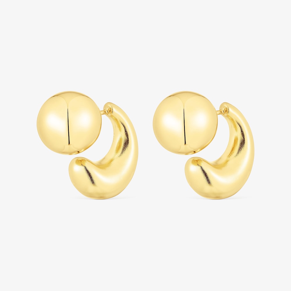 Aretes aro con ba&ntilde;o de oro 18 kt sobre plata TOUS Balloon