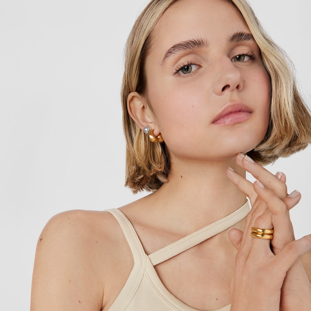 Aretes aro con ba&ntilde;o de oro 18 kt sobre plata TOUS Balloon