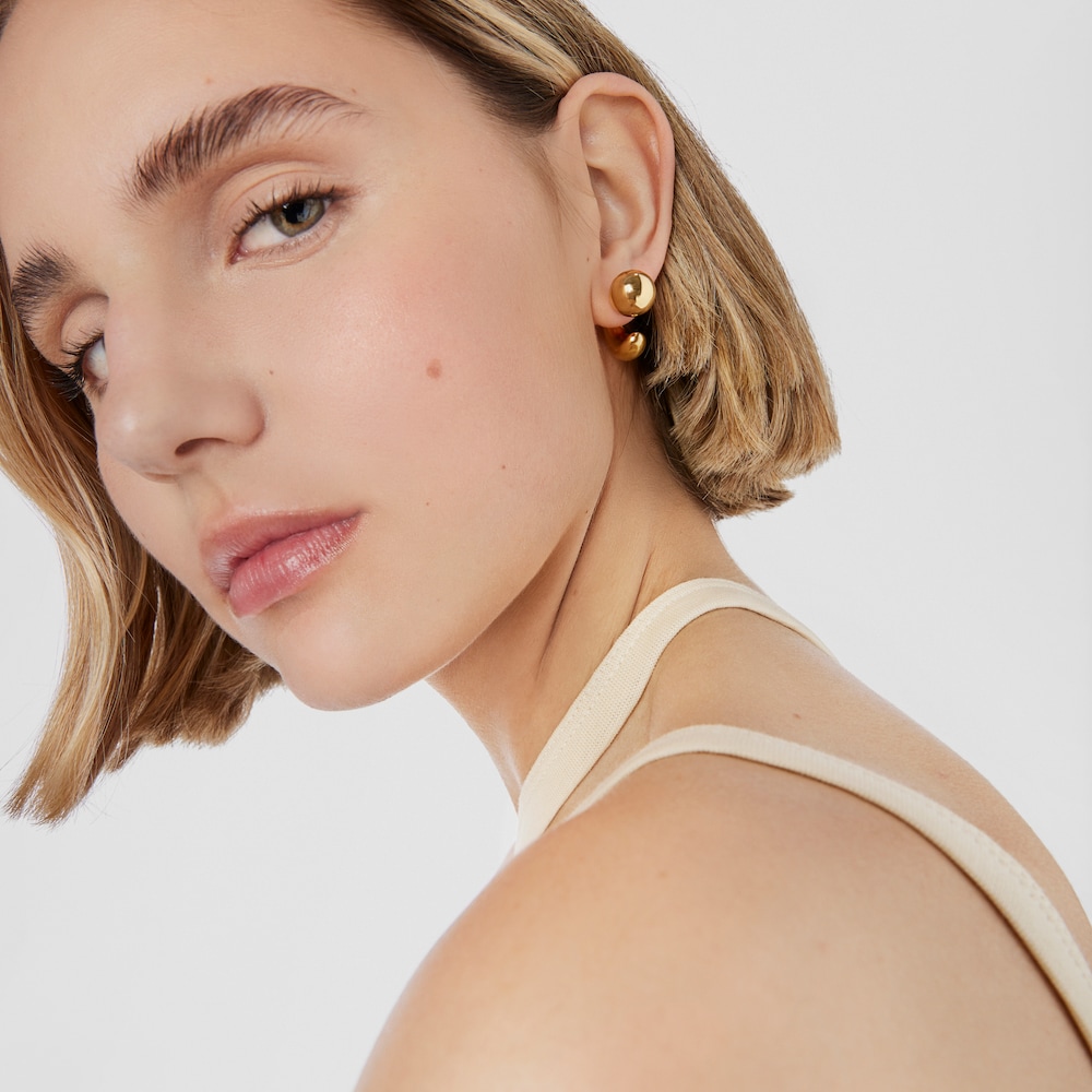 Aretes aro con ba&ntilde;o de oro 18 kt sobre plata TOUS Balloon