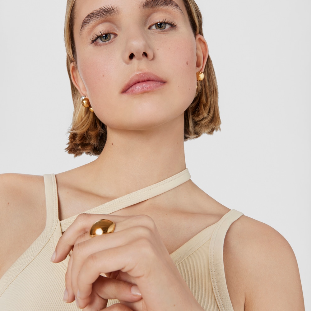 Aretes aro con ba&ntilde;o de oro 18 kt sobre plata TOUS Balloon