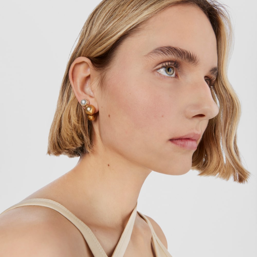 Aretes aro con ba&ntilde;o de oro 18 kt sobre plata TOUS Balloon