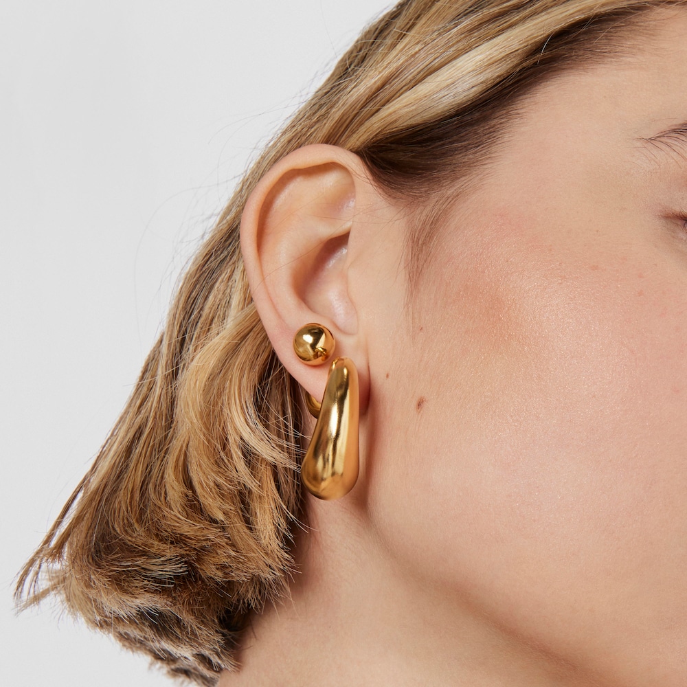 Pendientes aro grandes con ba&ntilde;o de oro 18 kt sobre plata TOUS Balloon