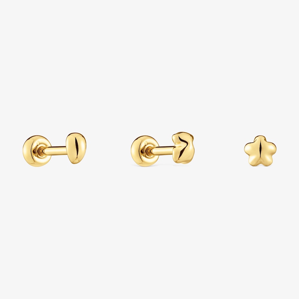 Pack de piercings de oreja de acero IP dorado Balloon