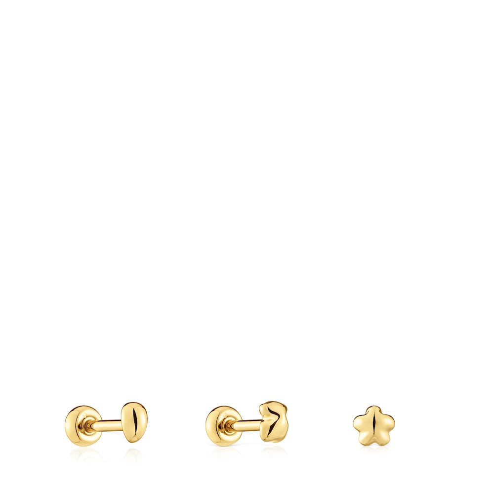 Pack de piercings de oreja de acero IP dorado Balloon image number 0