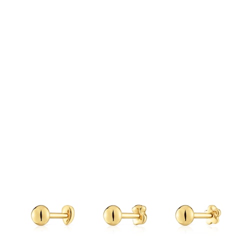 Pack of Balloon Ear piercings in gold-colored IP steel