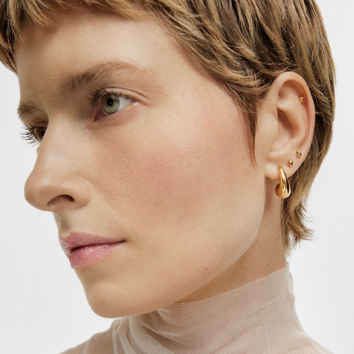 Pack de piercings de oreja de acero IP dorado Balloon
