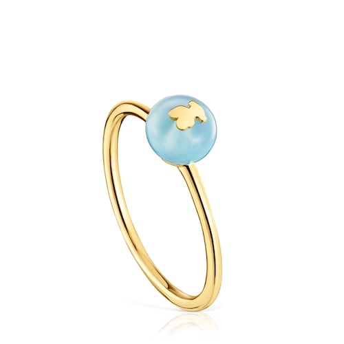 Small gold and chalcedony bear Ring TOUS Balloon