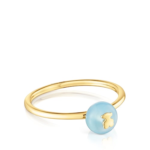Small gold and chalcedony bear Ring TOUS Balloon