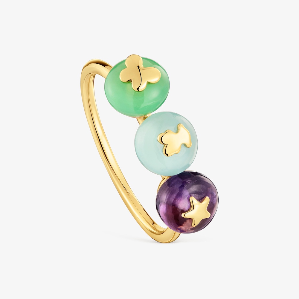 Mały pierścionek TOUS Balloon ze złota i kamieni szlachetnych